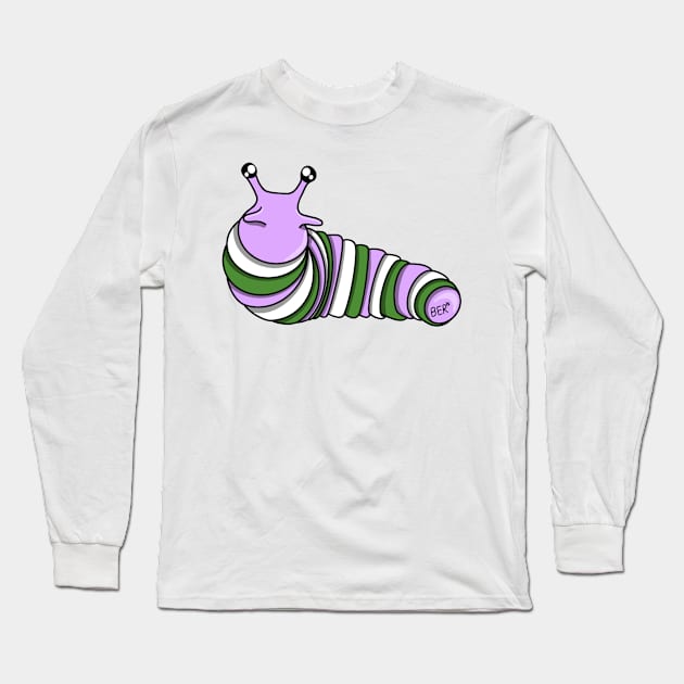 Genderqueer Pride Fidget Slug Long Sleeve T-Shirt by SentABearToSpace 